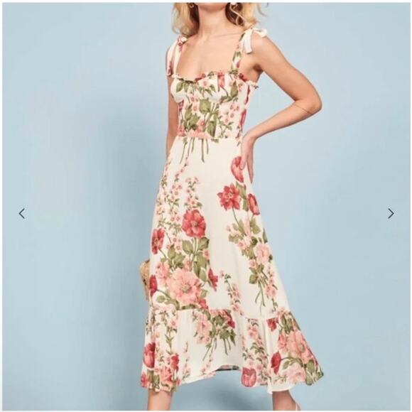 Reformation Dresses & Skirts - Reformation Nikita Floral Midi Dress white pink size 8 D1